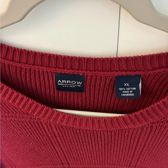 Arrow Mens Red Crew Neck Pullover Sweater - Size XL New with Tag - Picture 2 of 4